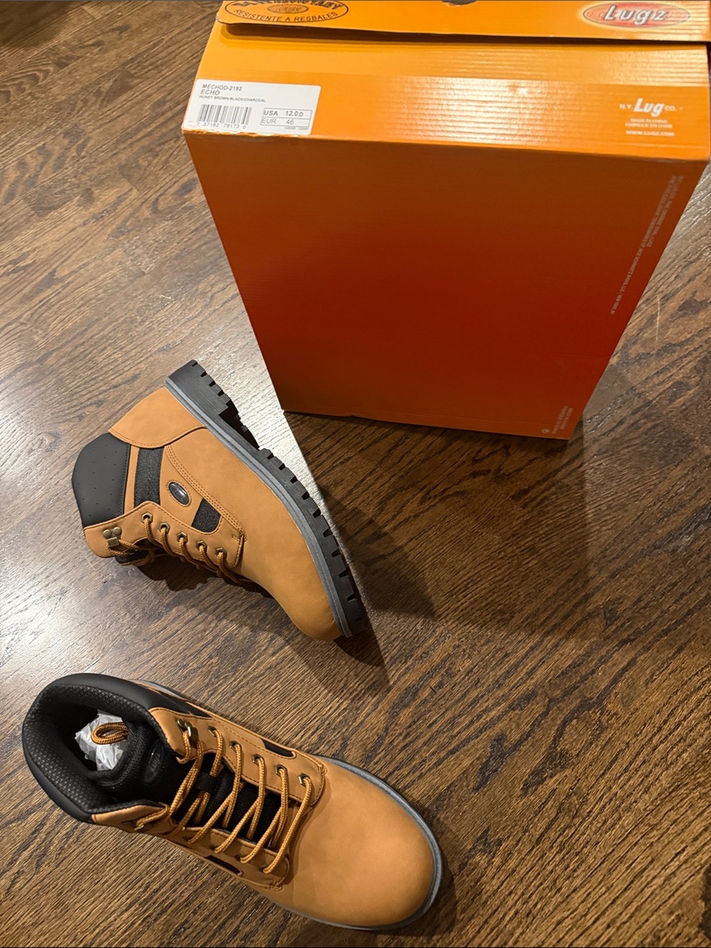 Lugz Men’s Tan and Black Work Boot 12